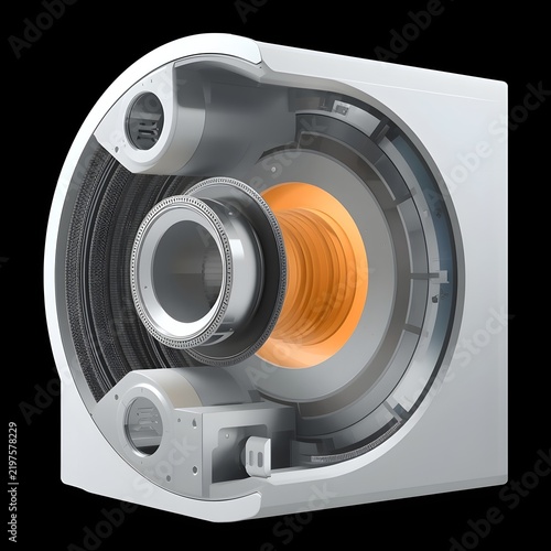 Medical scanner CT MRI machine cross section anatomy 3D render