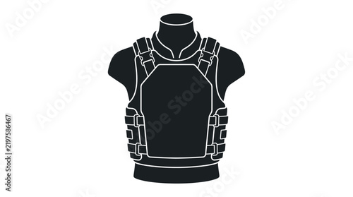 Tactical vest silhouette against a white background