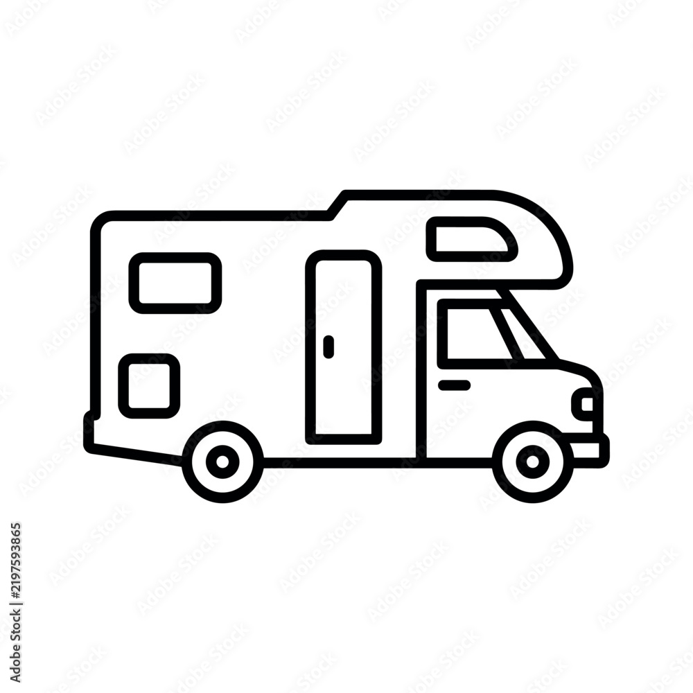 Fototapeta premium Motorhome camper van line art icon vector