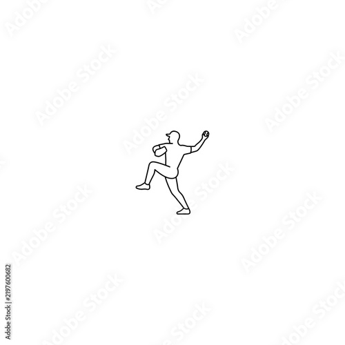 Minimal Mono-Line Baseball Pitcher Icon (Clean Vector Style)