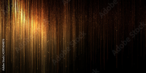 Abstract golden light streaks across a dark textured background, creating a sense of mystery and elegance.