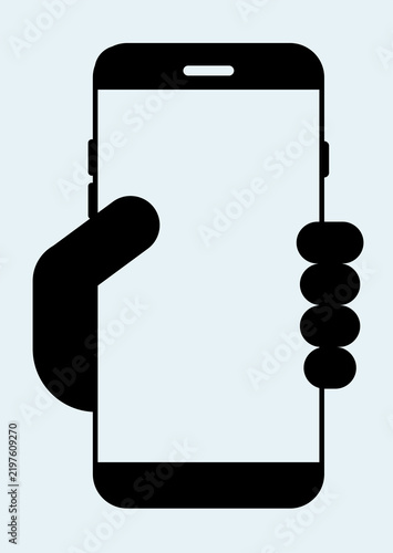 Smartphone with Hand Holding Blank Screen Technology Illustration
