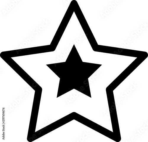 Double Star Vector Icon Five Pointed Star Outline with Solid Inner Star Rating Badge Award Symbol Isolated on White Background