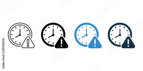 Deadline alert icons, multiple style symbols representing scheduling, time pressure, urgent reminders, risk, task management, and productivity.
