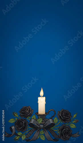 Candle on the background. Postcard for the event, memorial day, mourning. Popular pattern for designers, marketers, advertising. Object, symbol.