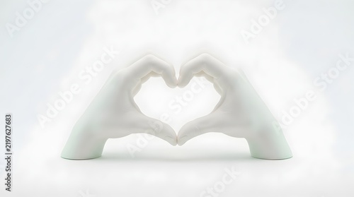 White Sculptural Hands Forming a Heart Shape to Represent Love, Care, Unity, and Connection