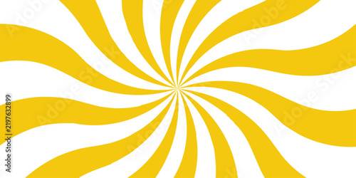 A vibrant abstract pattern featuring spiraling yellow rays emanating from a central point, creating a dynamic and energetic visual effect.