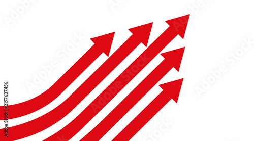 Five red arrows pointing up and forward showing growth and success