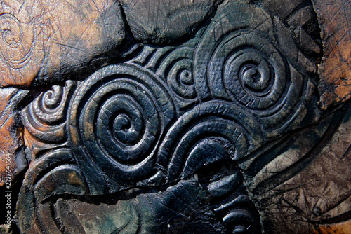 Closeup of Circular ceramic design.  Garden art