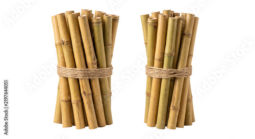 bamboo sticks bundle isolated on isolated on transparent background