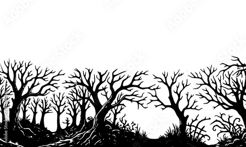 Halloween Woods Abandoned Border