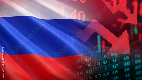 Bild auf Leinwand Russia's financial market business contraction and economic infrastructure volat