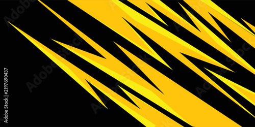 Abstract dynamic yellow and black speed stripes racing background for car decal
