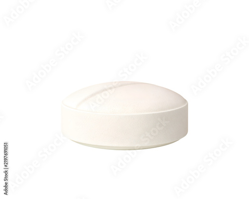 White round pill with flat edges and center score