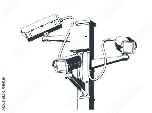 CCTV security outdoor camera system on pole
