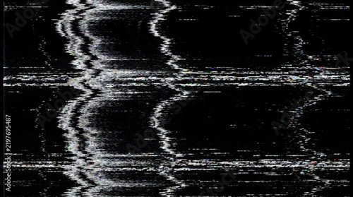 Abstract digital glitch background with static noise and VHS signal interference