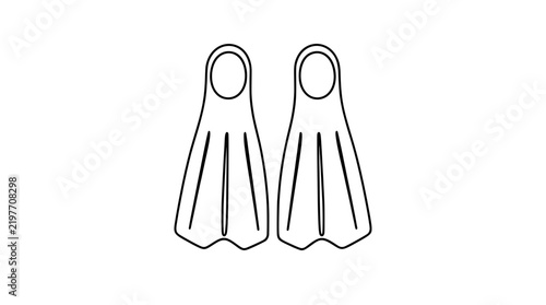 Bild auf Leinwand Minimalist Simple Line Drawing Pair of Swimming Flippers Diving Fins Vector Icon