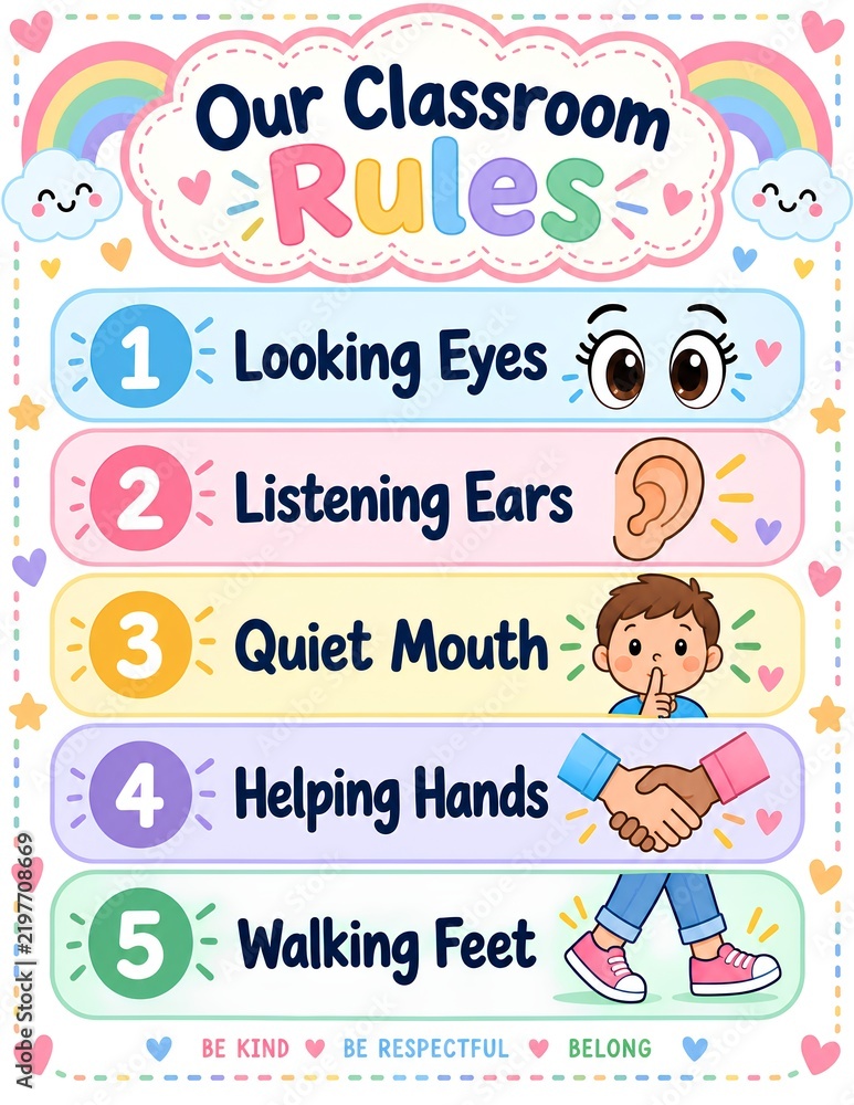 Fototapeta premium classroom rules poster, preschool classroom rules, kindergarten rules, classroom expectations, teacher classroom decor, school rules poster, behavior expectations, preschool teacher decor, kindergarte