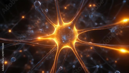 Neural network illustration with glowing neuron connections
