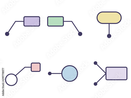 Callout and leader line annotation elements set in pastel colors