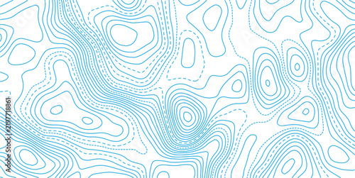 Topographic contour, line map with curvy wave isolines. Ocean or sea depth topographic landscape surface, pattern.White Background topo