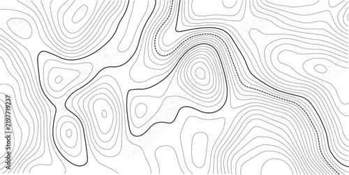 Topographic contour, line map with curvy wave isolines. Ocean or sea depth topographic landscape surface, pattern.White Background topo
