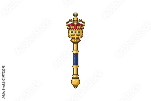 Fotografie Royal Scepter Crown Vector Illustration