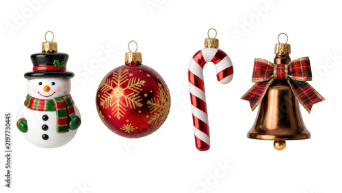 Collection of traditional christmas ornaments as isolated on with as isolated on transparent background