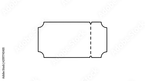 Fotografie Raffle ticket with perforated stub vector icon illustration, minimalist line art