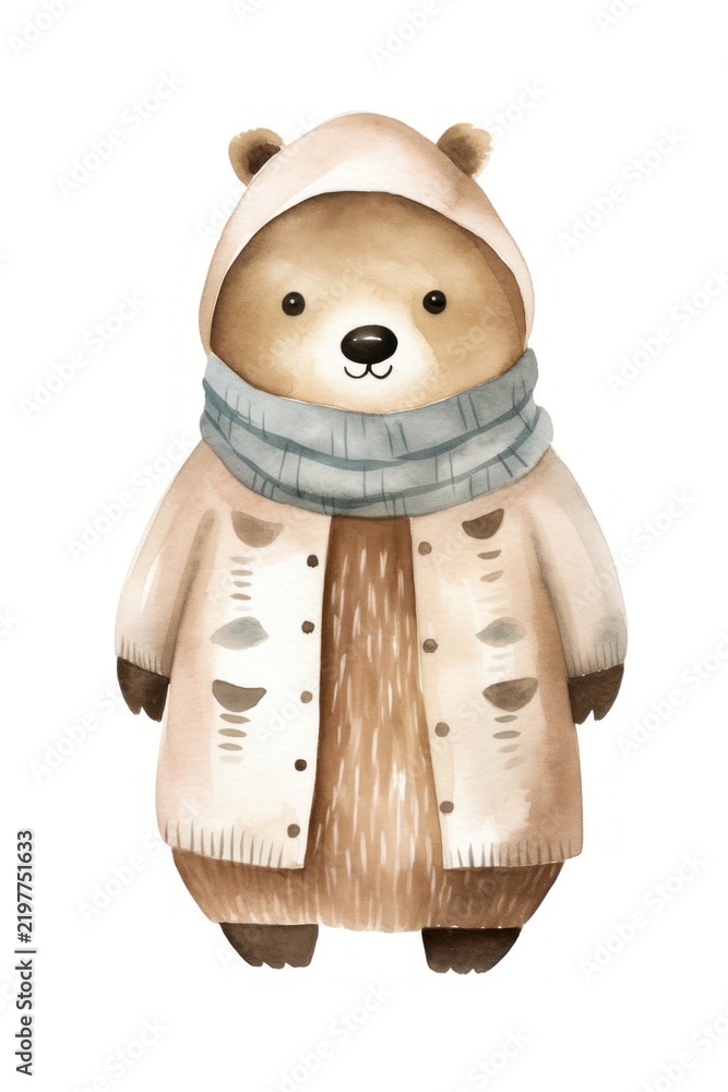 Fototapeta premium Cute sloth cartoon winter toy.