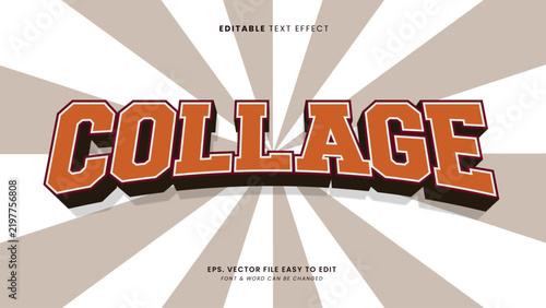 Burnt Orange Retro College Varsity 3D Editable Vector Text Effect