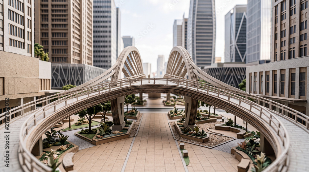 Fototapeta premium Modern Urban Bridge Architecture in City Center.