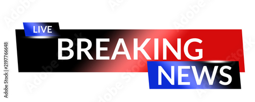 Modern Red and Blue Breaking News Live Banner Template, Live Breaking News Broadcast Banner with Red and Blue Gradient