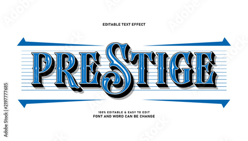 Prestige Blue Ornamental Vintage Text Effect with 3D Shadow