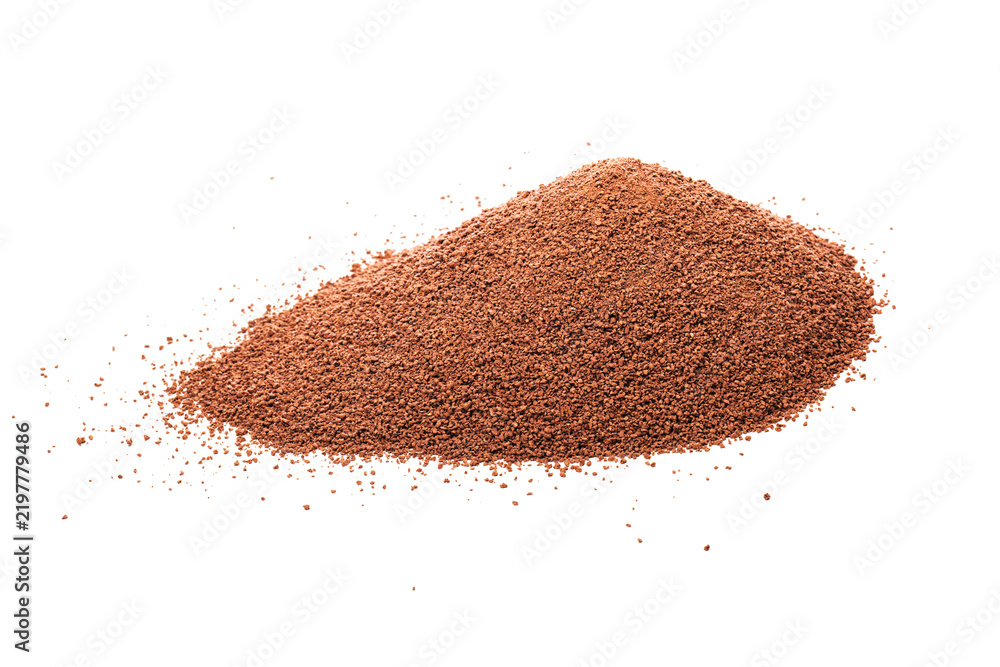 Obraz premium Pile of cocoa powder isolated on white background.