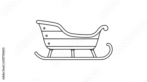 Canvastavla Wooden winter sleigh with steel runners hand traced vector icon illustration fea