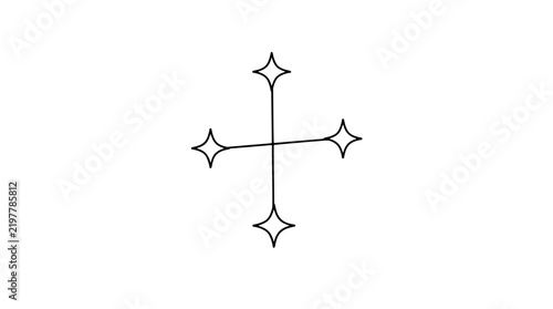 Картината върху платно Minimalist black line art vector icon illustration of the Crux constellation fea