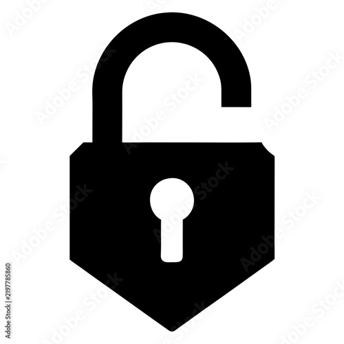 High-quality open padlock icon on white background, perfect for cybersecurity projects, website interfaces, mobile apps, software, authentication systems, and commercial design.
