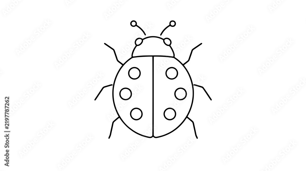 Fototapeta premium Detailed Ladybug Beetle Vector Icon Illustration Simple Black Line Drawing on White Background Hand-Traced Outline Artwork for Web Design Print Projects and Coloring Pages