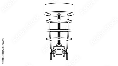 Принти на полотні Quantum computing processor chip mounted in dilution refrigerator cryostat cooli