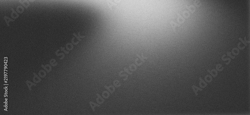 Dark grey abstract background with grainy texture, vintage noise effect, and soft glowing light wave for modern graphic design.