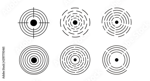 Series of concentric circle targets used for precision shooting and marksmanship practice practice.