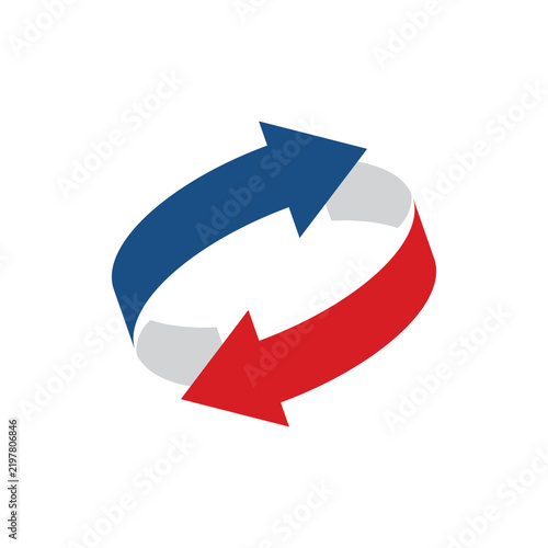 Modern round two arrow spin icon symbol template, Recycle round, circle refresh or restart, thin line symbol on white background
