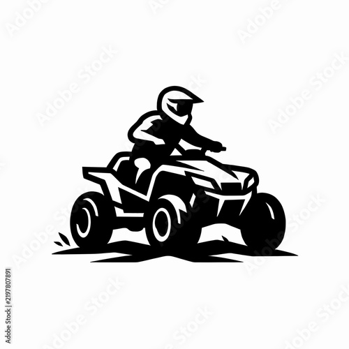 Person Riding Quad Bike on Dirt Trail, Adventurous Outdoor Scene, Vector Illustration