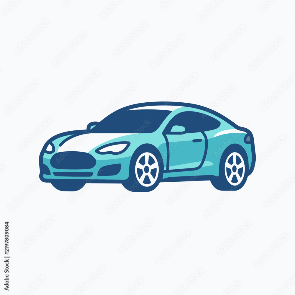 Fototapeta premium Modern blue sedan car illustration.