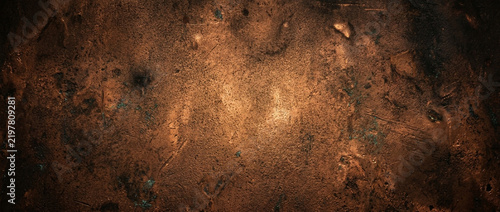 Distressed Copper Texture Background with Patina and Grunge Elements