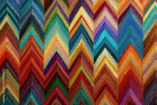 Vibrant Abstract Chevron Pattern with Rainbow Colors and Glittering Sparkles A Mesmerizing Display of Digital Art