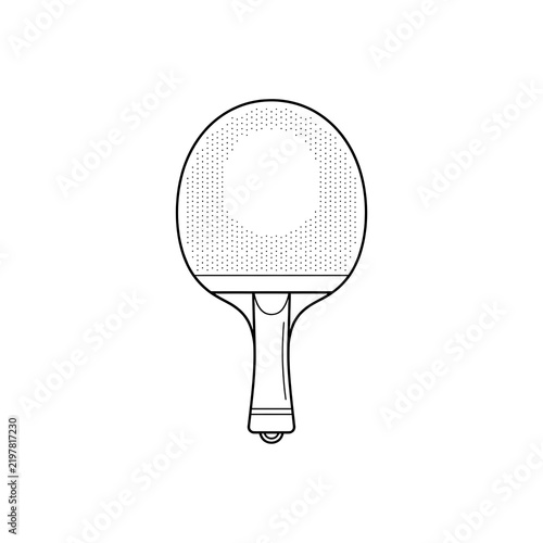 Dotted Table Tennis Racket Line Art. Ping Pong Paddle with Texture