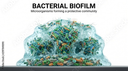 Microscopic View Of Bacterial Biofilm Clusters Protected In A Gelatinous Matrix