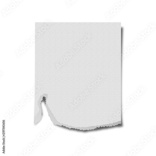 blank white torn paper stacked on a transparent background 